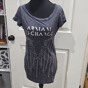 Armani Exchange Charcoal Embellished Tee